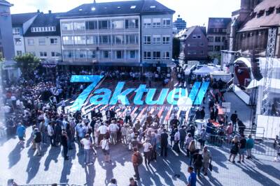 Angela Merkel spricht in Heilbronn - Wahlkampf auf dem Kiliansplatz mit dem Innenminister Thomas Strobl und den CDU Abgeordneten und Kandidaten des Kreis HN