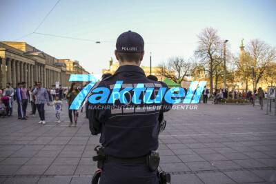 Polizeipräsenz in Stuttgart am Hauptahnhof und Königstraße / Schlossplatz